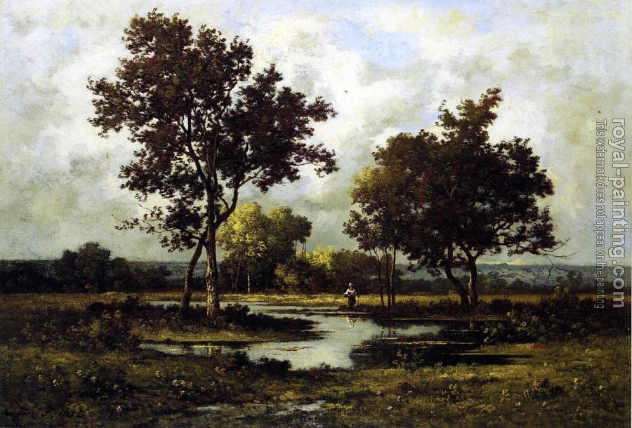 Leon Richet : Peasant by a Pond